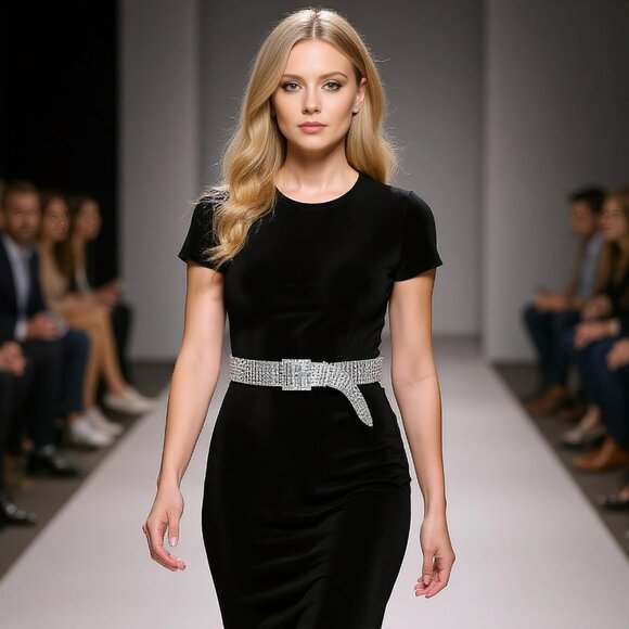 Women Rhinestone Belt Silver Bling Crystal Waist Chain for Wedding Party - Picture 3 of 9